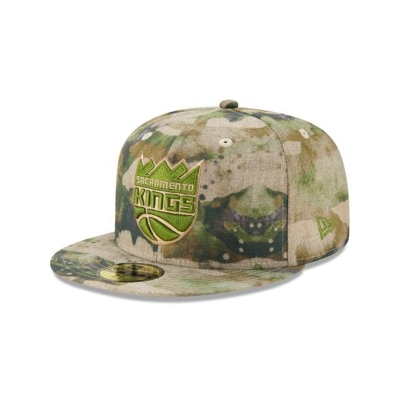 Brown Sacramento Kings Hat - New Era NBA Abstract Camo 59FIFTY Fitted Caps USA8365240